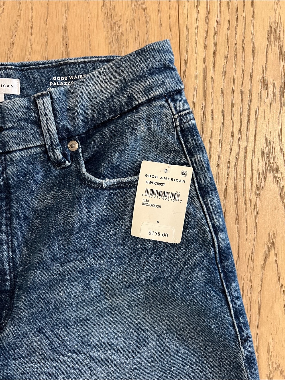 Good American Medium Wash High-Rise Wide Leg Jeans - Picture 3 of 8